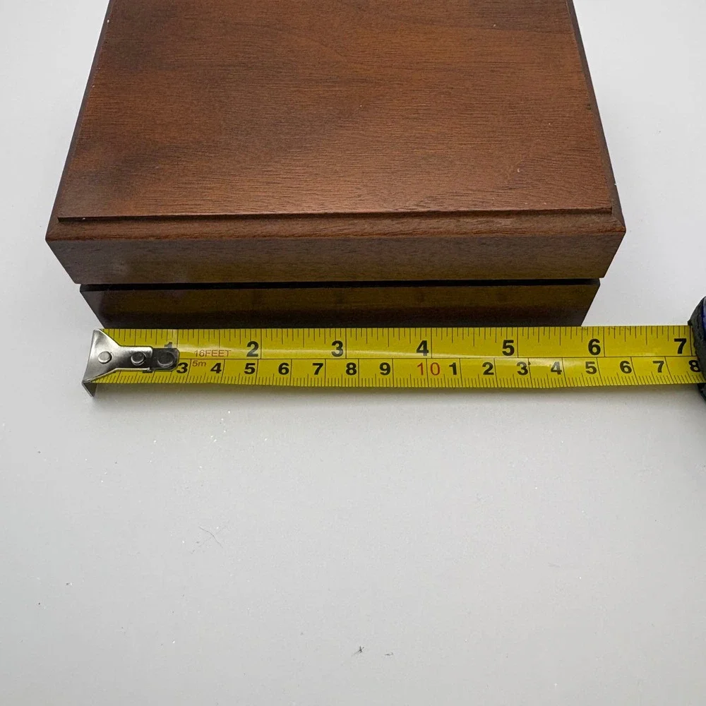 Decatur Industries Trinket Jewelry Box Brown Walnut Wood 6-Slot Velvet MCM